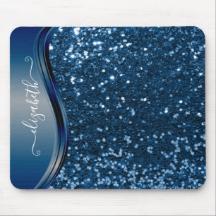 Mousepad Glam Bling Personalizado Glitter Caligrafia Azul