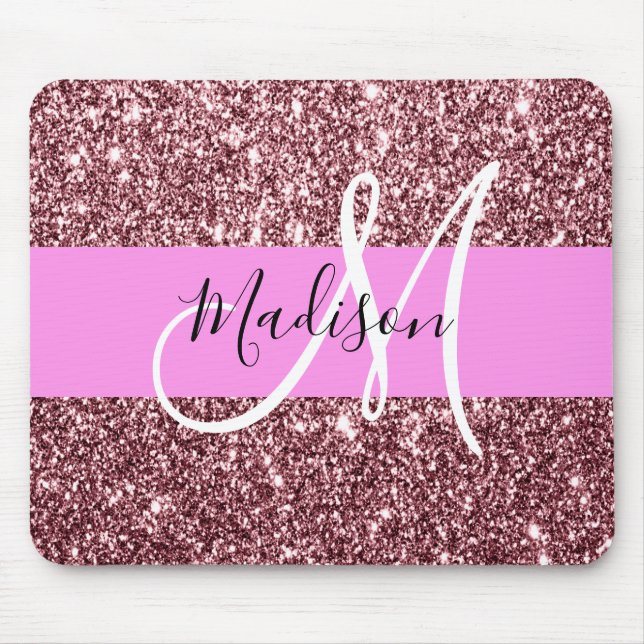 Mousepad Glam Blush Rosa Rosa Rosa Dourado Monograma com br (Frente)