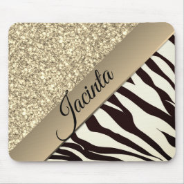 Mousepad Glam Dourado de Zebra Exótica