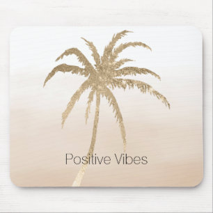 Mousepad Glam Dourado Tropical Palm Tree Ombre