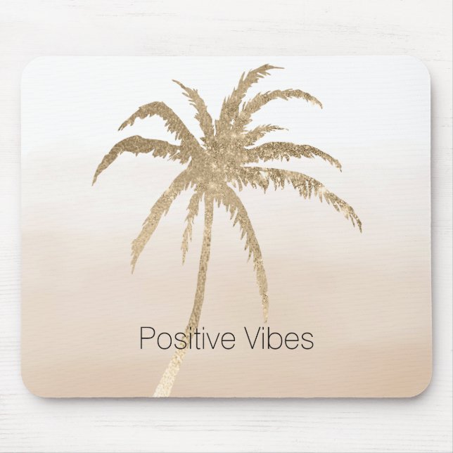 Mousepad Glam Dourado Tropical Palm Tree Ombre (Frente)