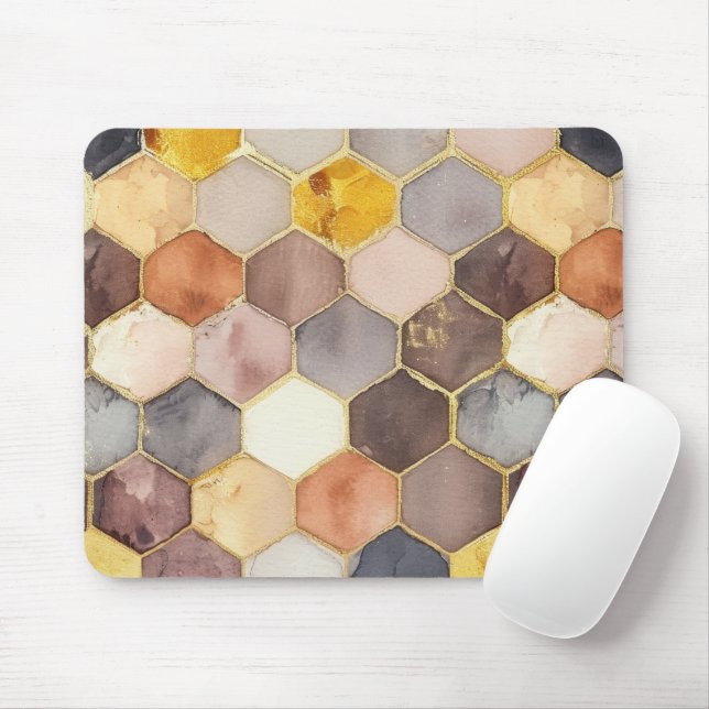 Mousepad Glam Honey Comb Blush Champagne Abstrato (Com mouse)