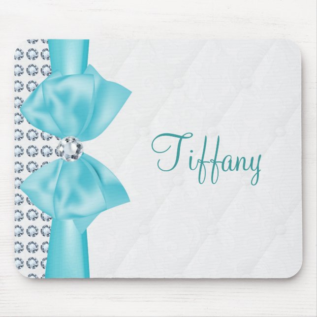 Mousepad Glam Moderno Azul Turquesa Arco & Diamantes (Frente)