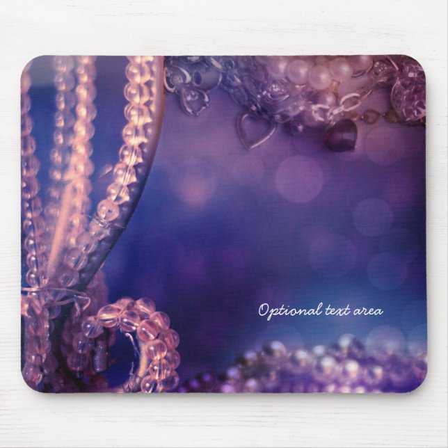 Mousepad Glam Purple Glow Chic Glamour Pérolas Personalizad (Frente)