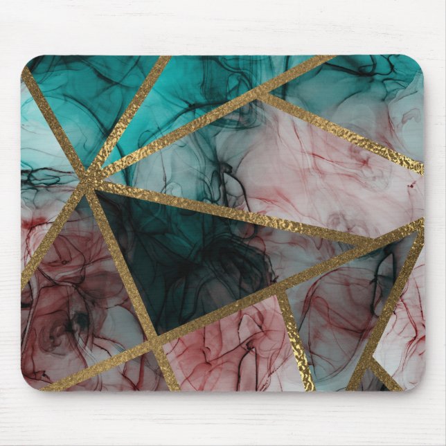 Mousepad Glam Rust Blush Teal & Dourado Chic Modern Glamor (Frente)