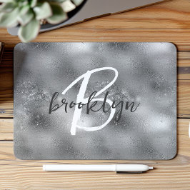 Mousepad Glam Silver Trendy Script Monogram 