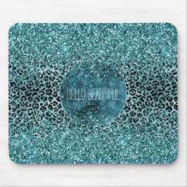 Mousepad Glam Turquoise Azul-Teal Leopardo - Impressão Líti