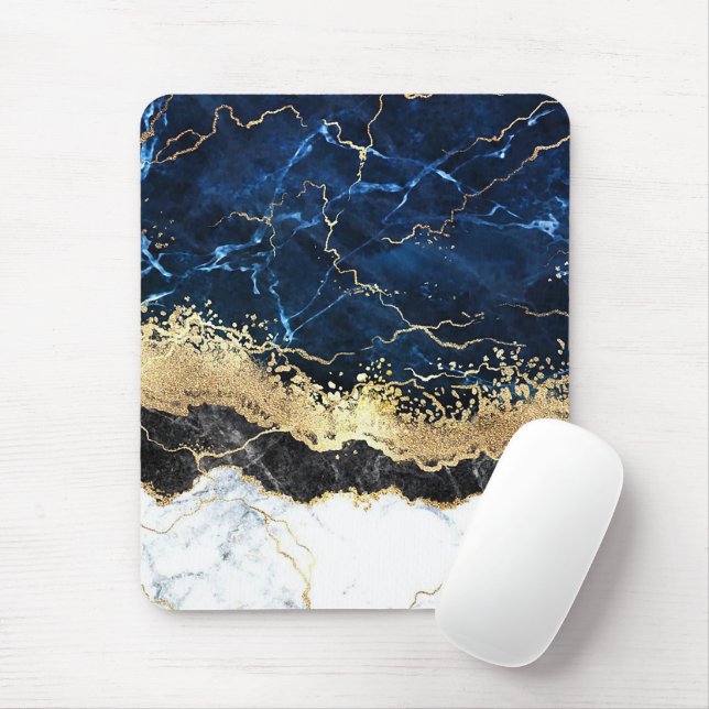 Mousepad Glama Branco Azul Preto (Com mouse)