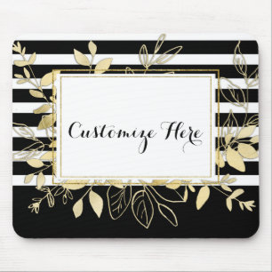 Mousepad Glamor de Glamor de Folhas Douradas Modernas a Pre