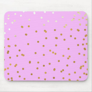 Mousepad Glamor moderno de pontos de Confetti rosa e Dourad