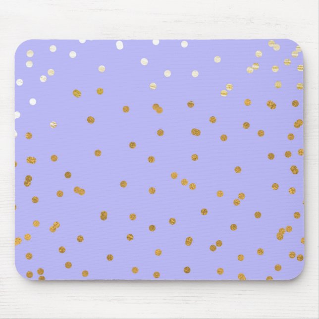 Mousepad Glamor moderno de pontos de confetti roxos e Doura (Frente)