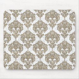 Mousepad Glamour Rústico Damasco Real Burlap Chic Moderno