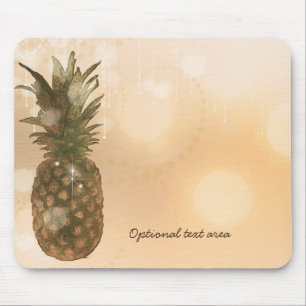 Mousepad Glamouroso Abacaxi Dourado Elegante Tropical Perso
