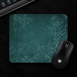 Mousepad Glimmery Teal Damask   Grelha verde-escura rica