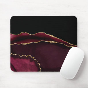 Mousepad Gliteira Dourada de Gito Preto-Roxo Marble Agate