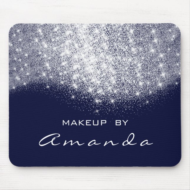 Mousepad Glitter Beauty Studio Makeup Silver Blue Marinho N (Frente)