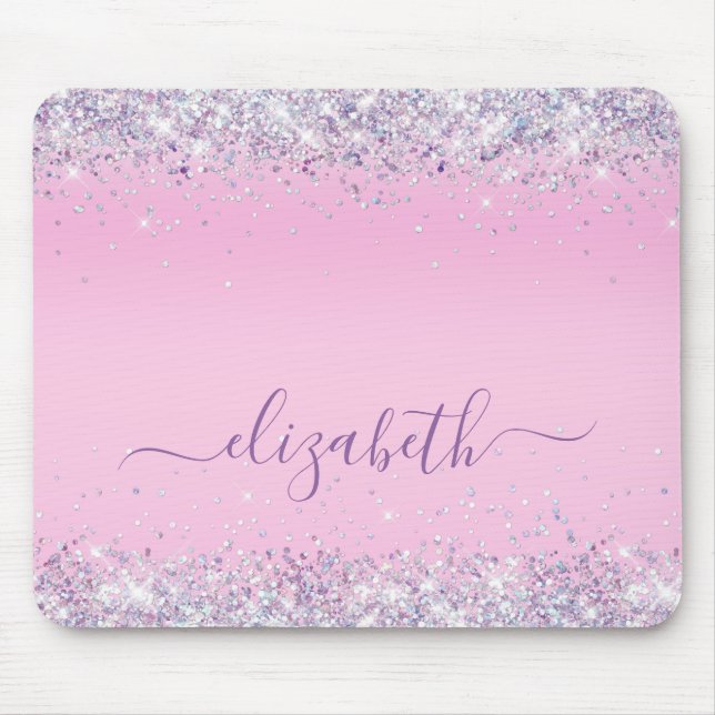 Mousepad Glitter Confetti - Pad de Mouse Personalizado Rosa (Frente)