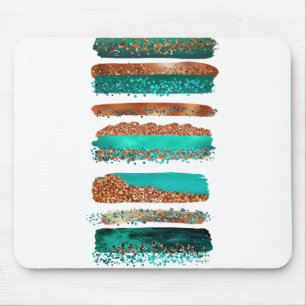 Mousepad Glitter de Cobre Dourado Teal