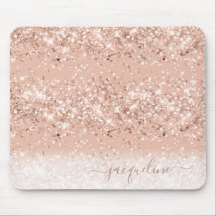 Mousepad Glitter Dourado Rosa personalizado