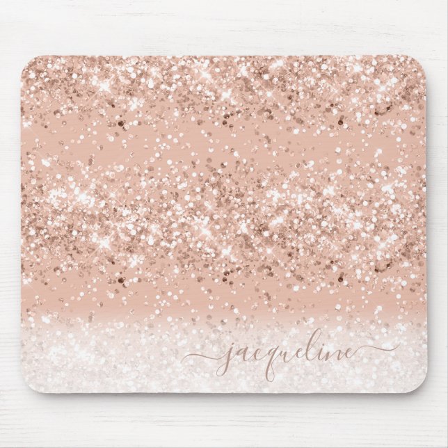 Mousepad Glitter Dourado Rosa personalizado (Frente)