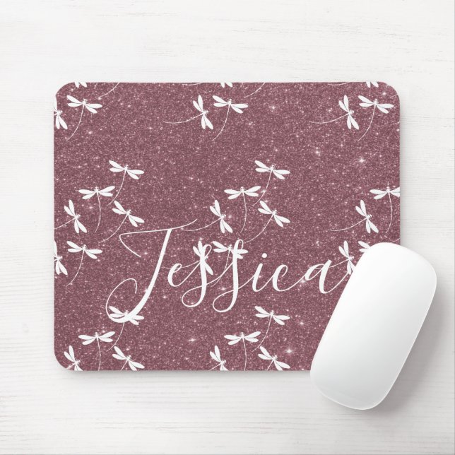 Mousepad Glitter e libélulas personalizadas (Com mouse)