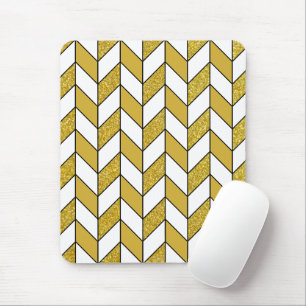 Mousepad Glitter Herringbone Moderno Dourado