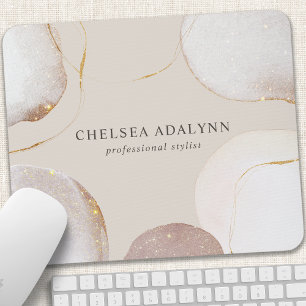 Mousepad Glitter Luxo Elegante Dourado Aquarela Abstrata