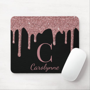Mousepad Glitter Minúsculo Rosa Girly Coloca Monograma em P