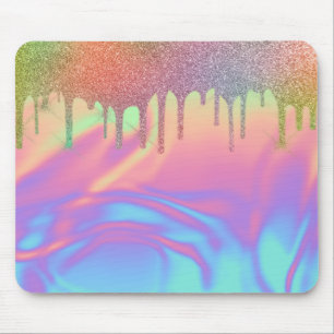 Mousepad Glitter Ombre Holográfico com Efeito de Gotas de A
