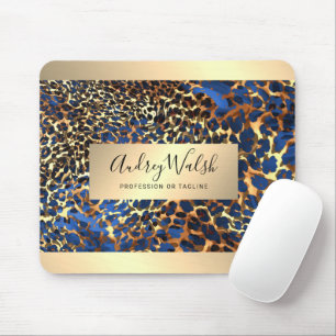 Mousepad Glitter Ouro Luxo Pele de Animal Beleza Leopardo