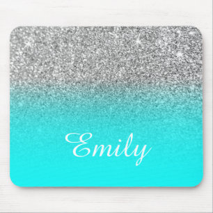 Mousepad Glitter prateado e Ombre de água brilhante