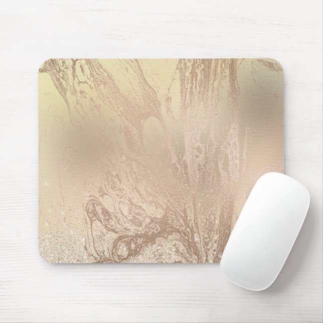 Mousepad Glitter rosa de ouro Elegante (Com mouse)