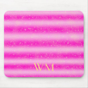 Mousepad Glitter rosa personalizado listras monograma m