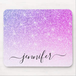 Mousepad Glitter Rosa Púrpura Esmaga Seu Nome