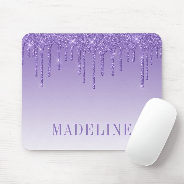 Mousepad Glitter Roxo Moderno e Motivo (Com mouse)