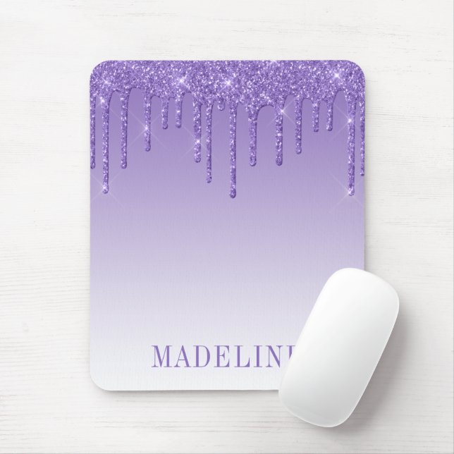 Mousepad Glitter Roxo Roxo da Tendência Moderna Motivável (Com mouse)