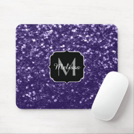 Mousepad Glitter ultra violeta escura brilha monograma