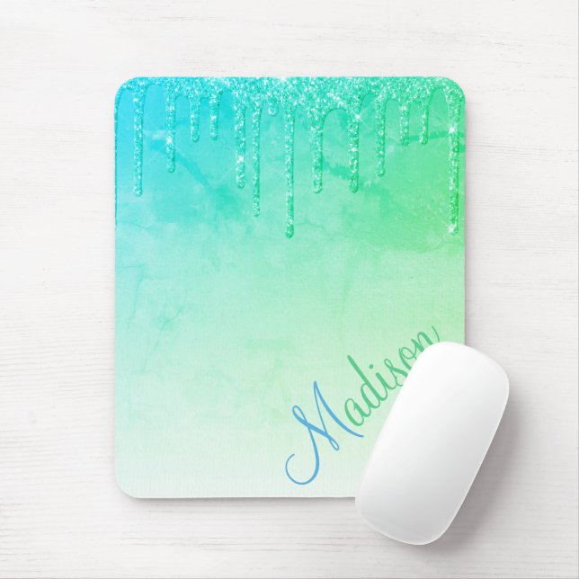 Mousepad Glitter Verde Ombré Glam Sparkles (Com mouse)