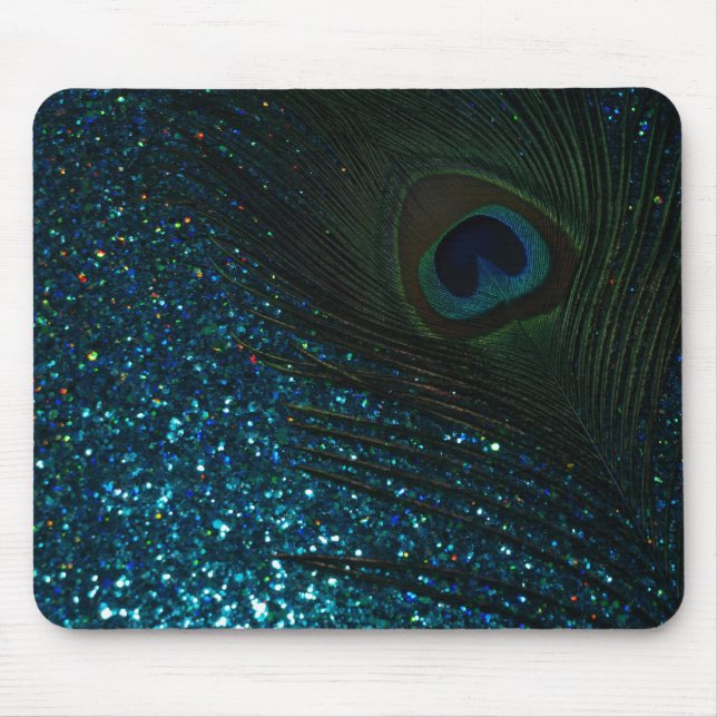 Mousepad Glittery Aqua Peacock (Frente)