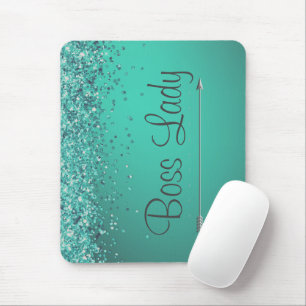 Mousepad Glittery Chic Turquiose Personalizada Lady Chefe
