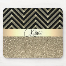 Glittery Dourada e Black Chevron Personalizado