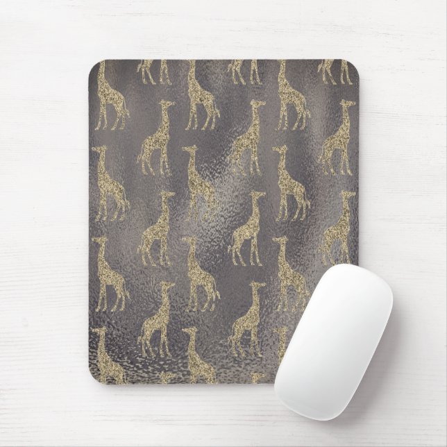 Mousepad Glittery Girafa on Glossy Cinza (Com mouse)
