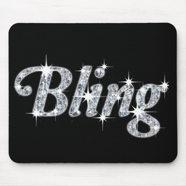 Mousepad Glitz & Glam Faux Diamond Bling Design Black (Frente)