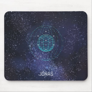 Mousepad Globo de Abstrato de Céu Noturno Monograma