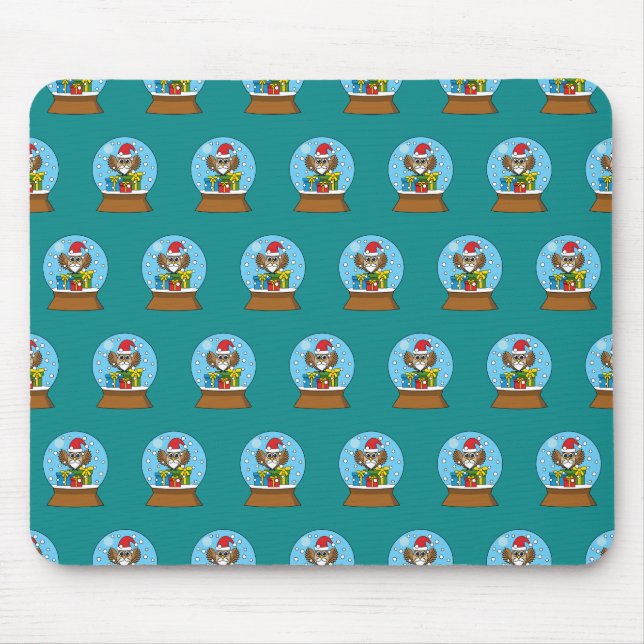 Mousepad Globo de Neve com Santa Claus Owl (Frente)