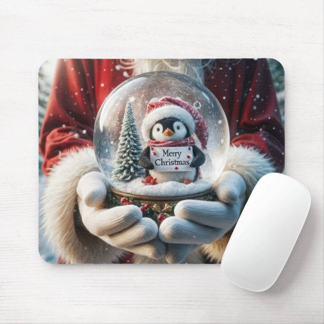 Mousepad Globo De Neve De Natal Com Pinguim (Com mouse)