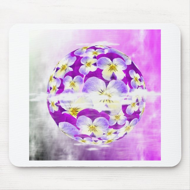 Mousepad Globo de padrão de flores violeta sutil e simples (Frente)