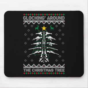 Mousepad Glocking em Torno da Árvore de Natal Suéter de Nat