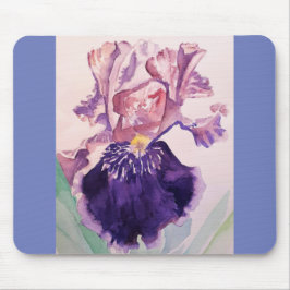 Mousepad Gloriouses Púrpura Iris Watercolor Painting
