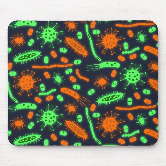 Mousepad Glowing Bacteria Microorganism toxic orange green (Frente)